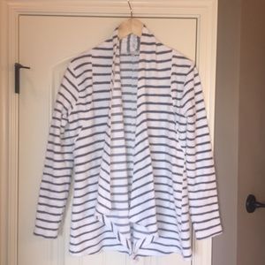 White/Gray Striped Cardigan